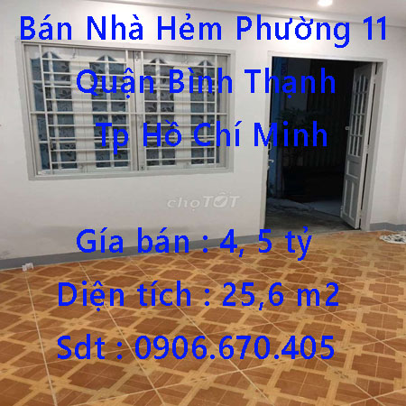 Bán Nhà Hẻm 1 Trệt 1 Lầu_Quận Bình Thạnh Tp Hồ Chí Minh