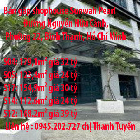 Bán gấp shophouse Sunwah Pearl Đường Nguyễn Hữu Cảnh, Phường 22, Bình Thạnh, Hồ Chí Minh