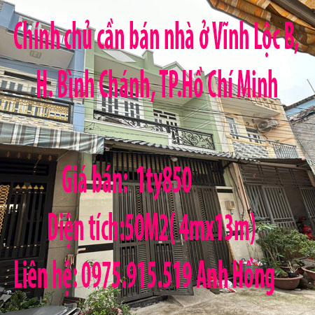 Chính chủ cần bán nhà ở Vĩnh Lộc B, Bình Chánh, Hồ Chí Minh