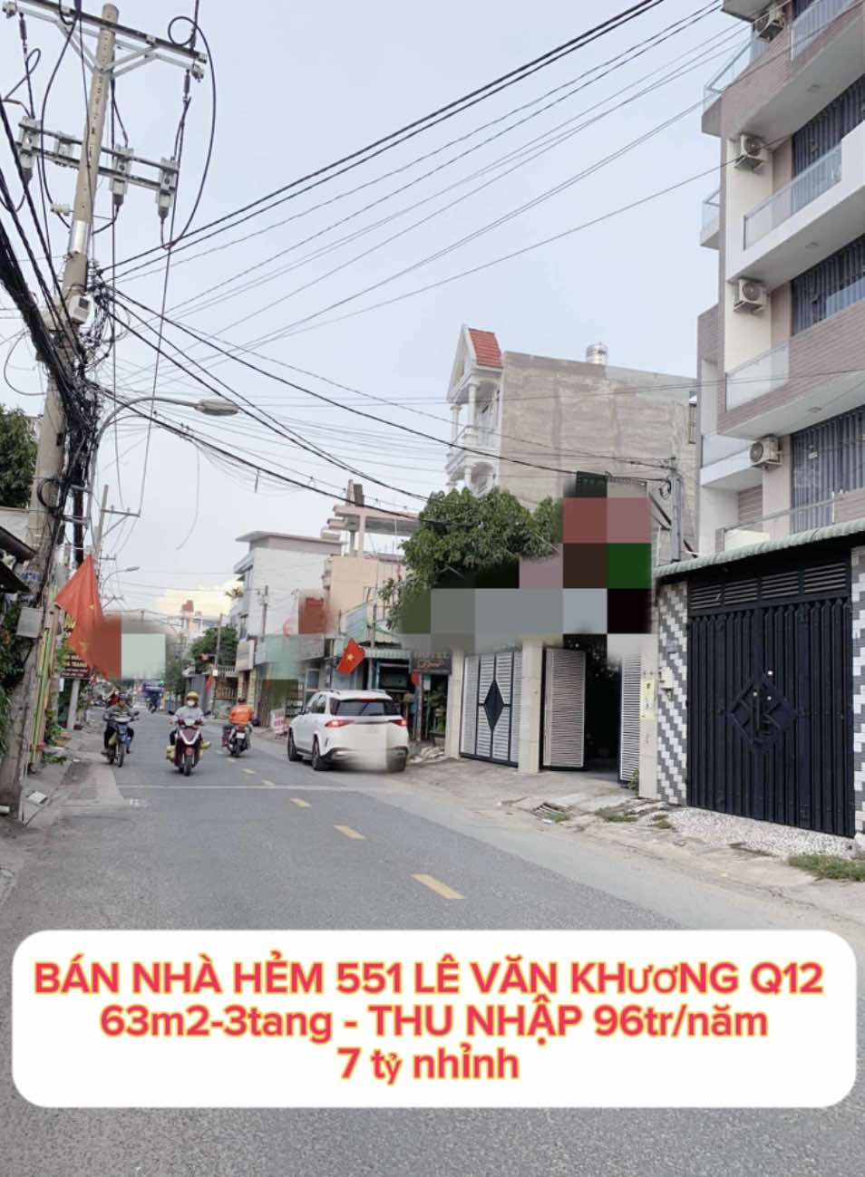 Bán nhà hẻm 551 Lê Văn Khương Q12 , 63m2-3tang , Thu nhập 96tr/năm - 7 tỷ nhỉnh 0932030061